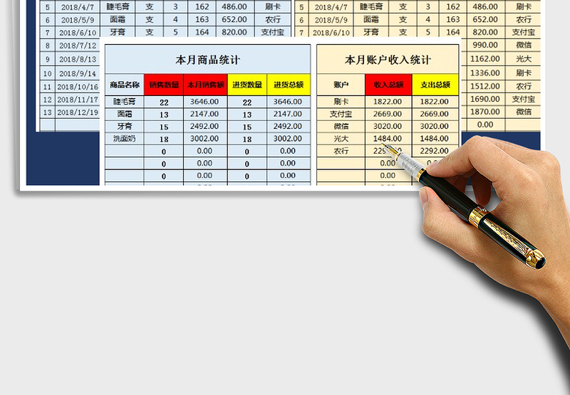 2025年理财营业收支表-分类统计计算