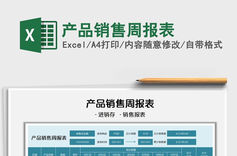 2025产品销售周报表免费下载
