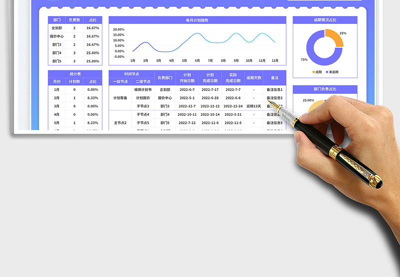2025蓝色渐变(按时间节点）目标客户开发计划表免费下载