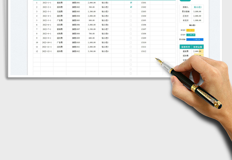 2025费用报销登记表免费下载