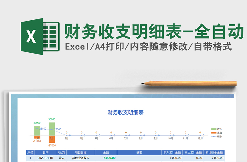 2025年财务收支明细表-全自动