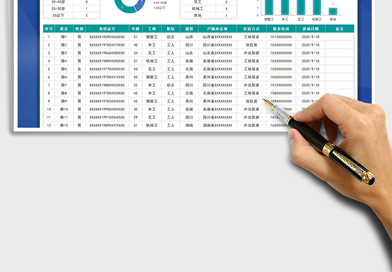 工地工人花名册