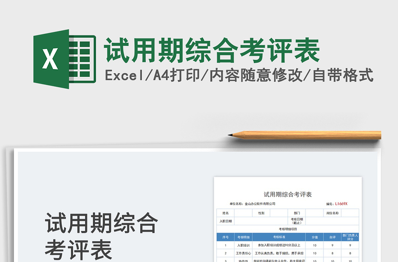 2025试用期综合考评表免费下载