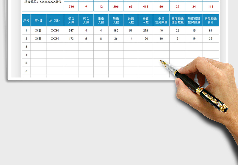 2025灾后救援损毁情况统计表免费下载