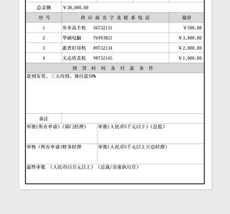 2025产品申购单自动计算表免费下载