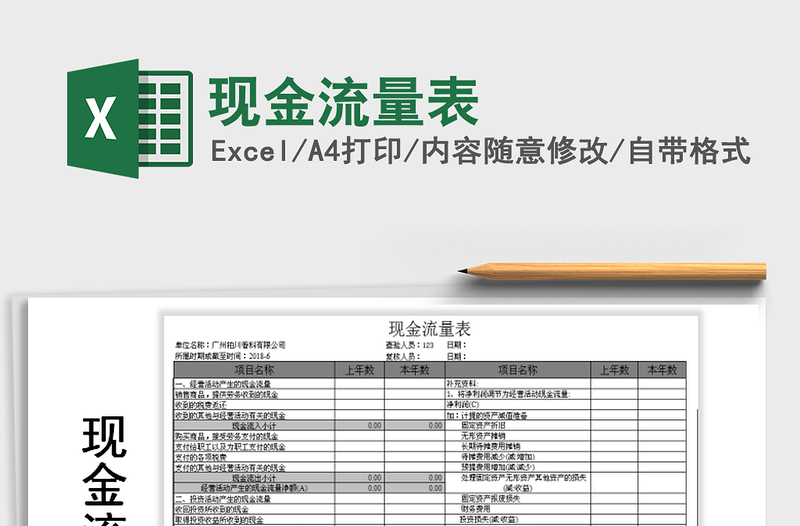 2025年现金流量表免费下载