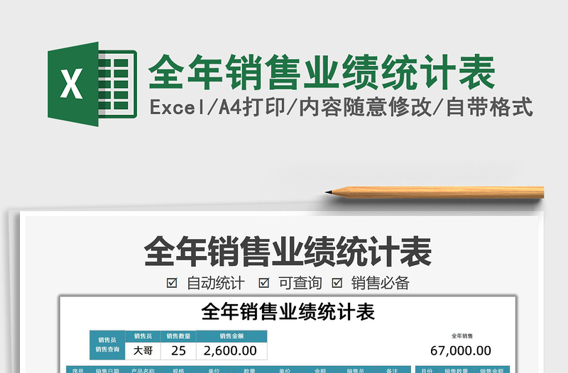 2025全年销售业绩统计表免费下载