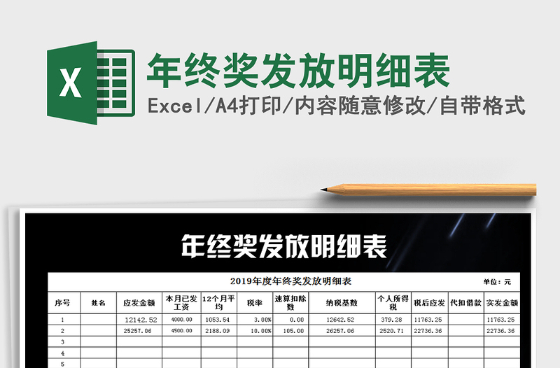 2025年年终奖发放明细表