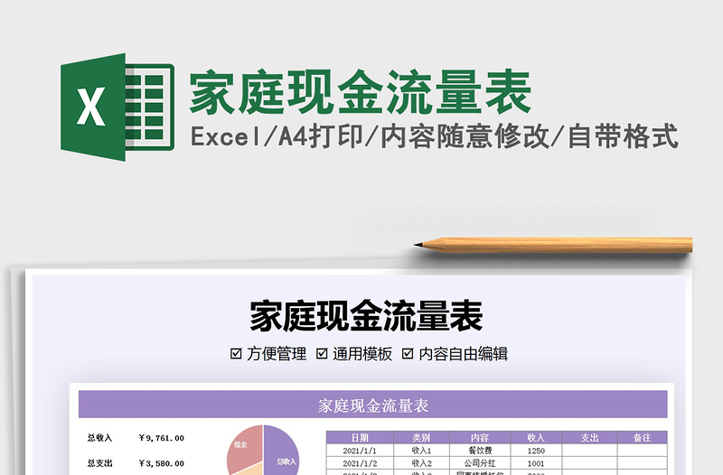 2025年家庭现金流量表
