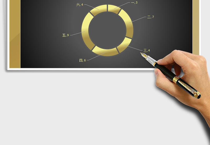 2025年环形图立体图表 商务黑金图表模板