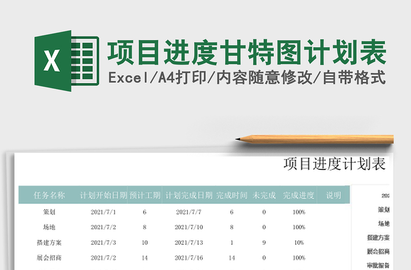 项目进度甘特图计划表