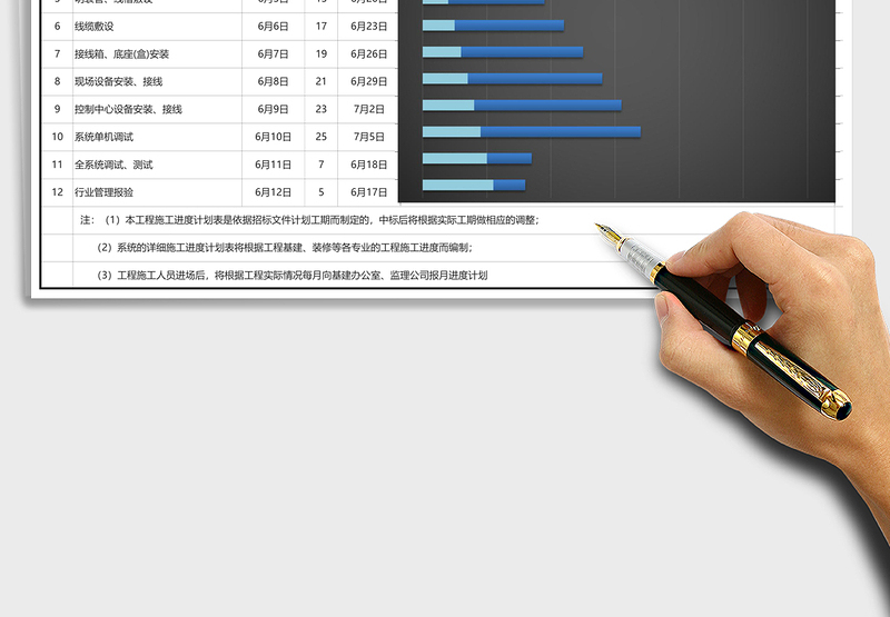 施工进度计划表Excel模板