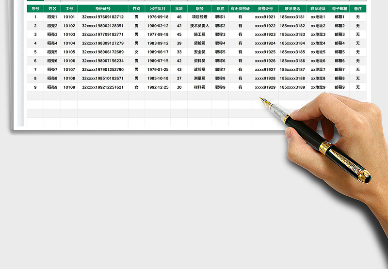 2025项目部人员信息表免费下载