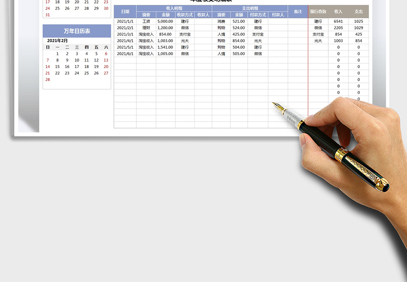 2025年年度收支明细表-每月汇总