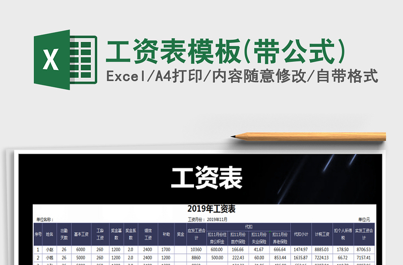 2025年工资表模板(带公式)