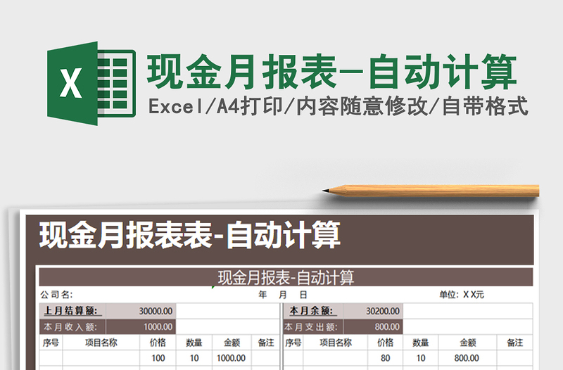 2025年现金月报表-自动计算