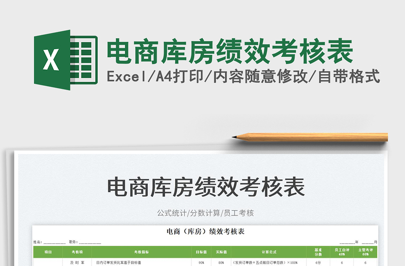 2025电商库房绩效考核表免费下载