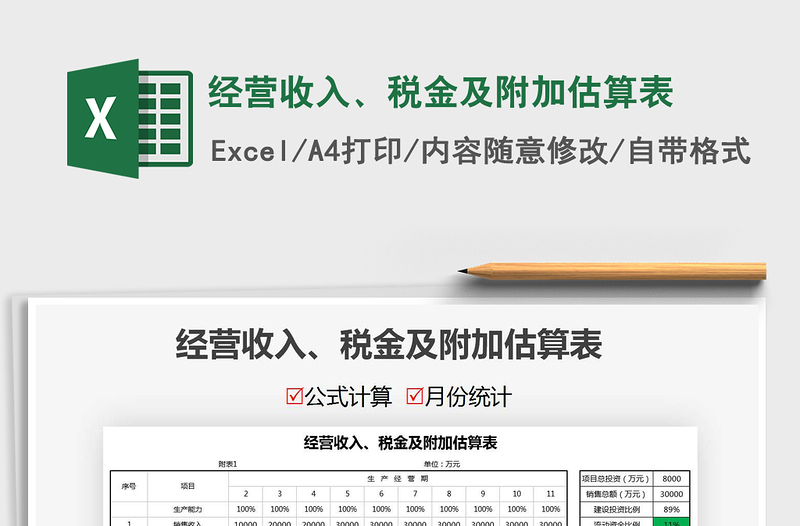 2025年经营收入、税金及附加估算表
