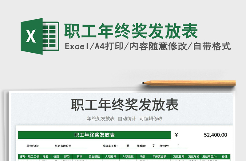 2025职工年终奖发放表免费下载