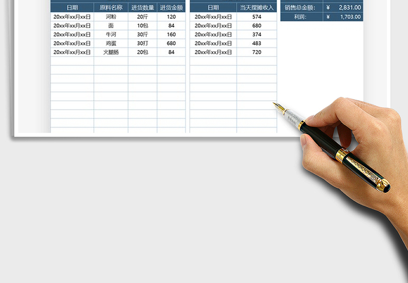 2025年地摊收支日记账表