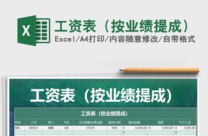 2025年工资表（按业绩提成）免费下载