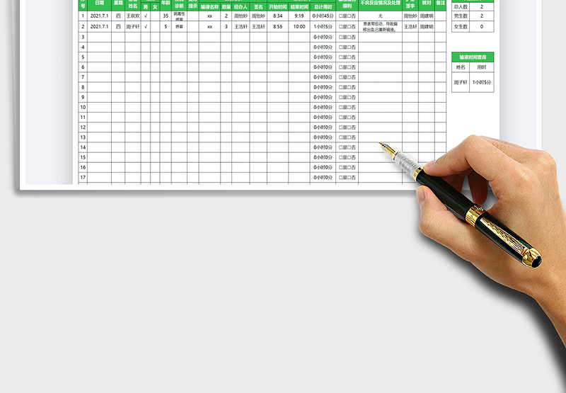 2025静脉输液情况记录表免费下载