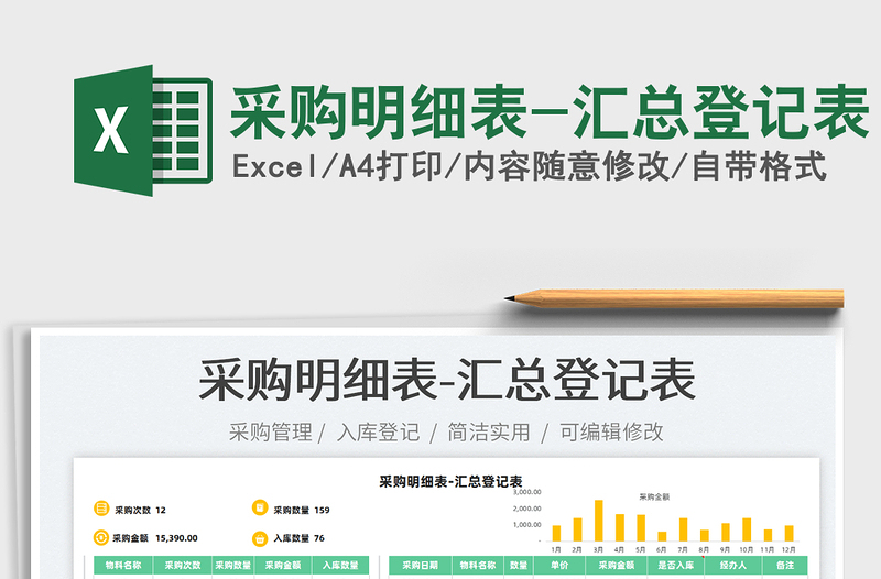 2025采购明细表-汇总登记表免费下载