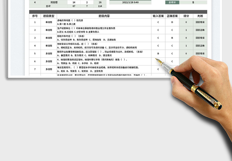 2025考试分析表-自动判断对错免费下载
