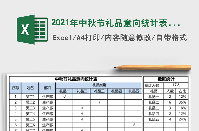 2025年中秋节礼品意向统计表-自动统计