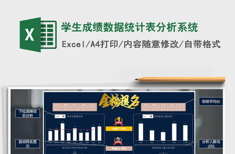 2024年学生成绩数据统计表分析系统