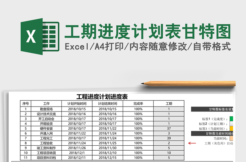 工期进度计划表甘特图