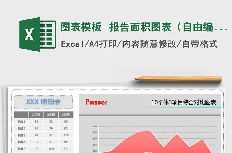 2025年图表模板-报告面积图表（自由编辑）