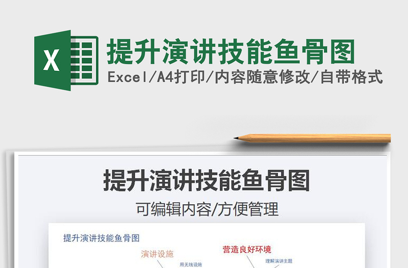 2025提升演讲技能鱼骨图免费下载