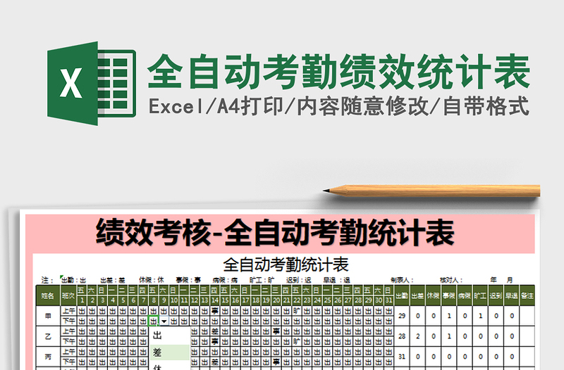 2025年全自动考勤绩效统计表