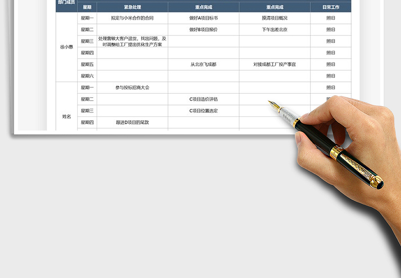 2025部门工作分配表免费下载