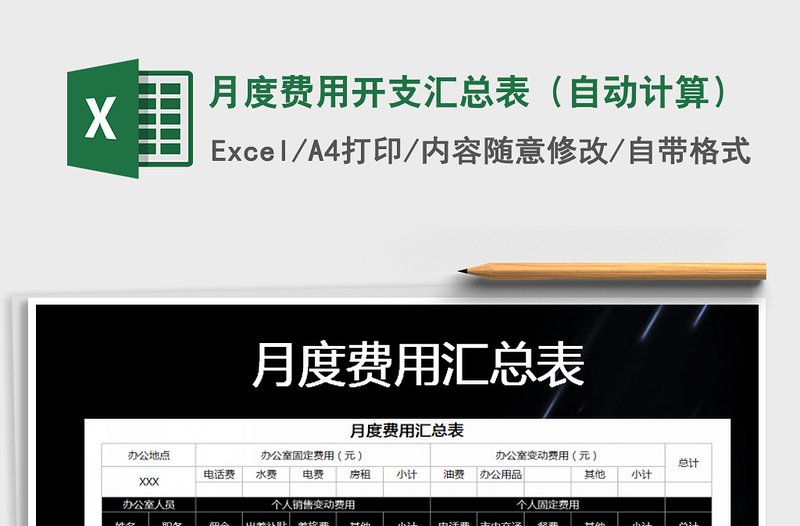 2025年月度费用开支汇总表（自动计算）