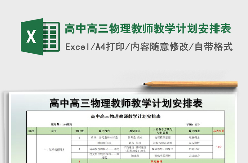 2025年高中高三物理教师教学计划安排表免费下载