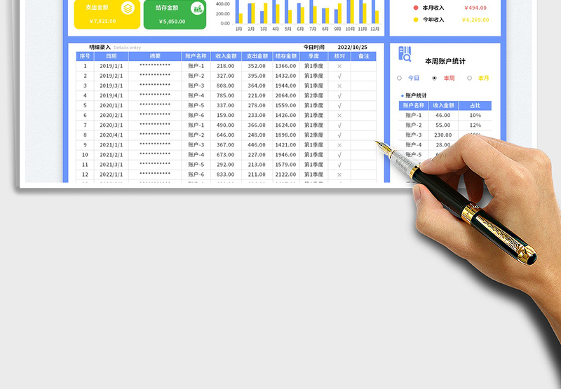 2025公司收入支出记账管理表免费下载