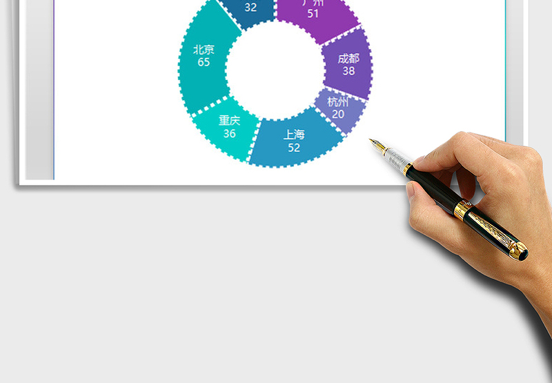 2025紫蓝齿轮圆环图 财务营销报表占比分析图表免费下载