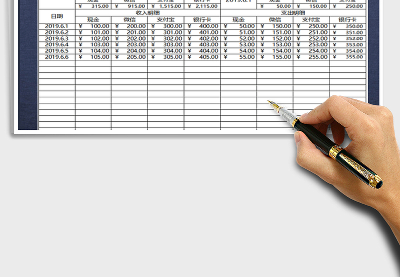 2024年现金日记账明细表（微信支付宝收入)
