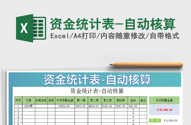 2025年资金统计表-自动核算