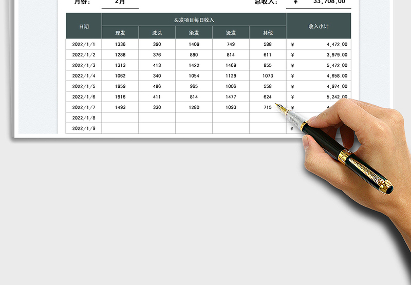 2025美容美发收入明细日记账表免费下载