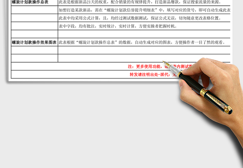 天螺旋计划表附带信誉提升记录表