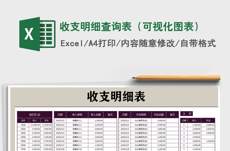 2025年收支明细查询表（可视化图表）