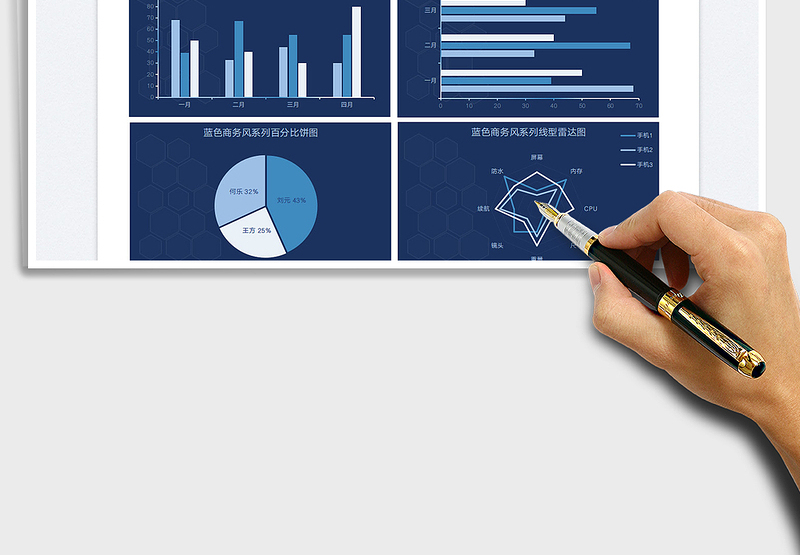 2025蓝色商务风系列图表免费下载