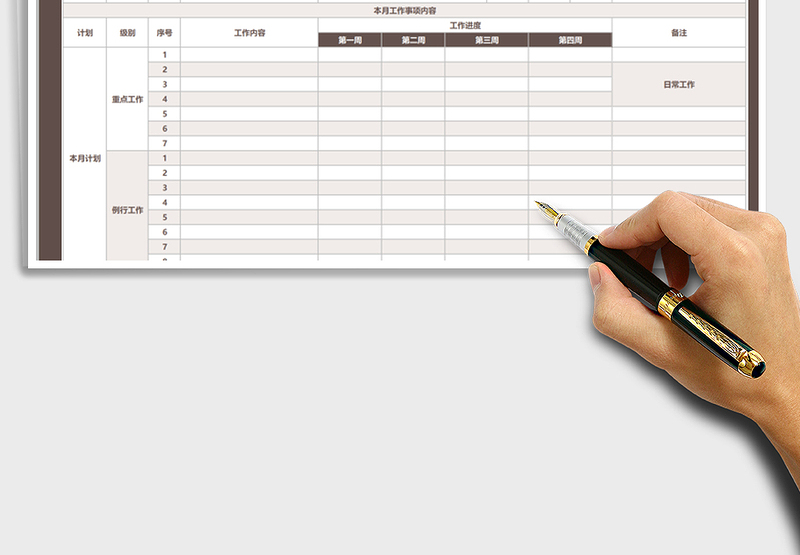 2025年月度工作总结计划表