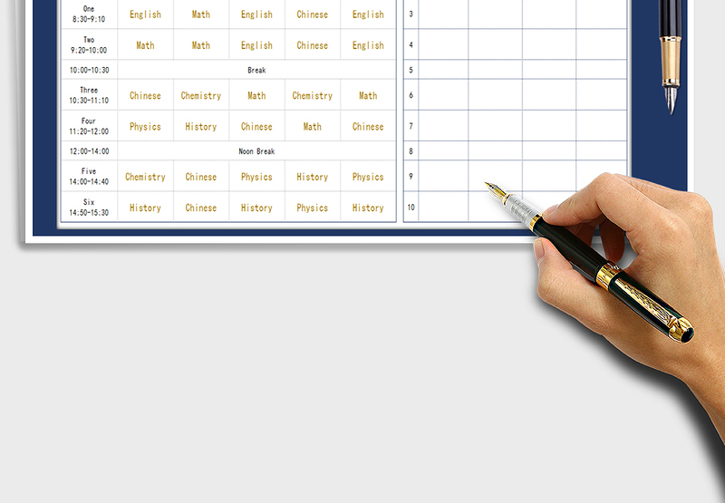 2025年英文课程表模板免费下载