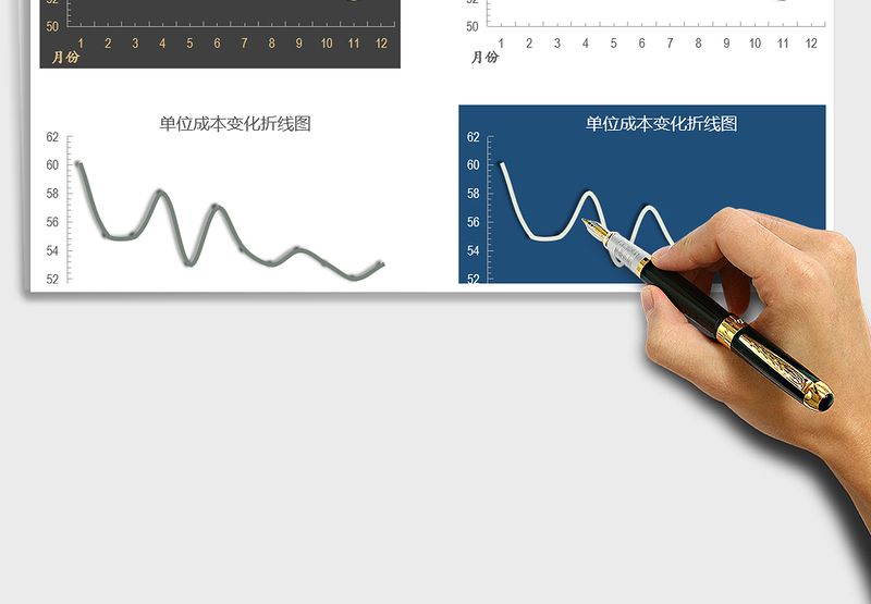 2025年多彩折线图（单位成本）免费下载