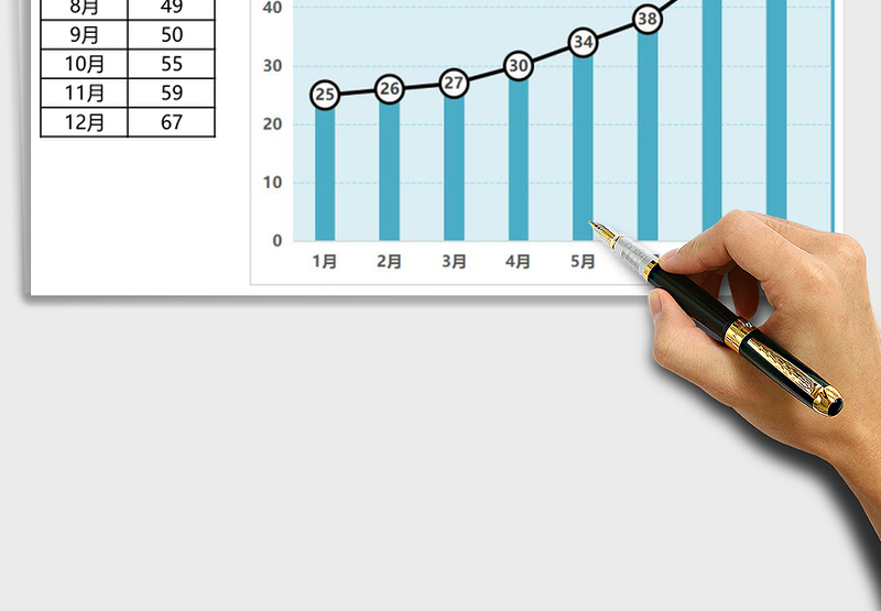 通用图表模板带标记线的月份对比折线图