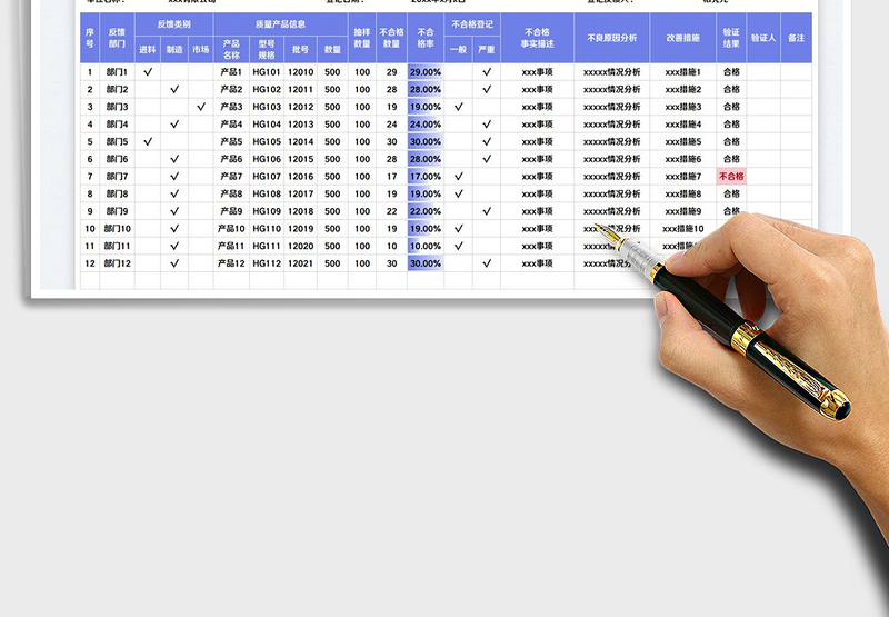 2025质量问题反馈单免费下载